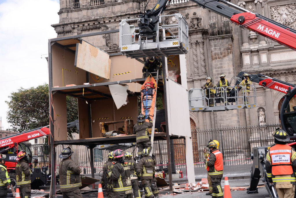 Firefighters During Earthquake Drill