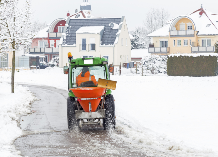 Winter road clearance vehicle in use
