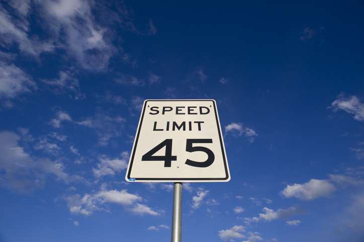 Bold 45 MPH Speed Limit Road Sign