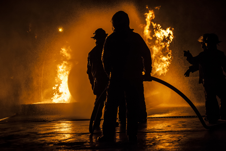 Firefighters At Night