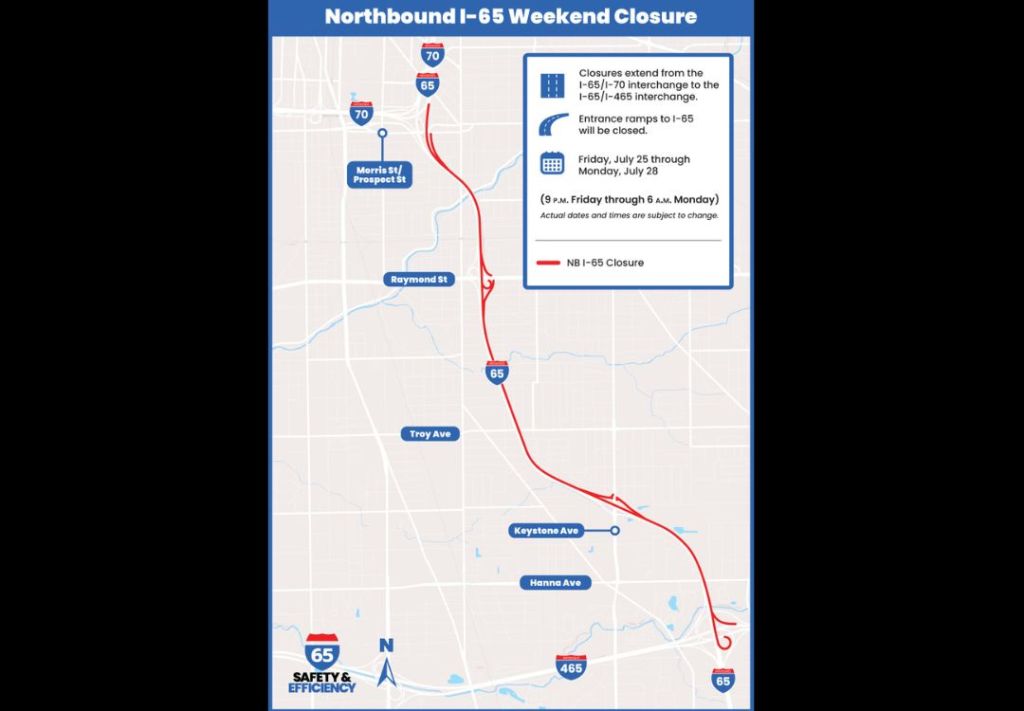 Fin de semana con cierre total en la I-65 norte