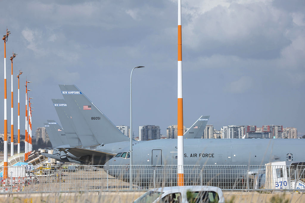 US military refueling aircraft at Ben Gurion Airport