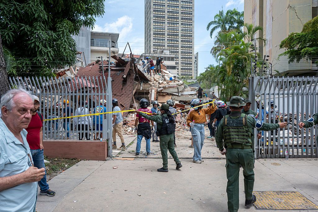 Damaged Buildings seen after powerful earthquakes hit Caracas