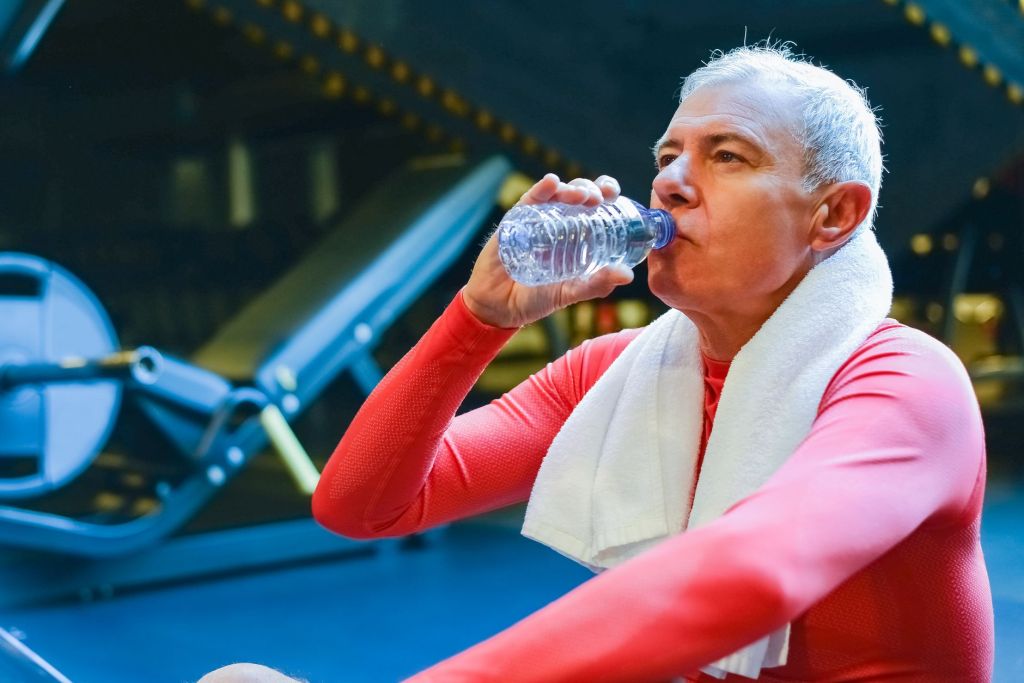 man drinking water