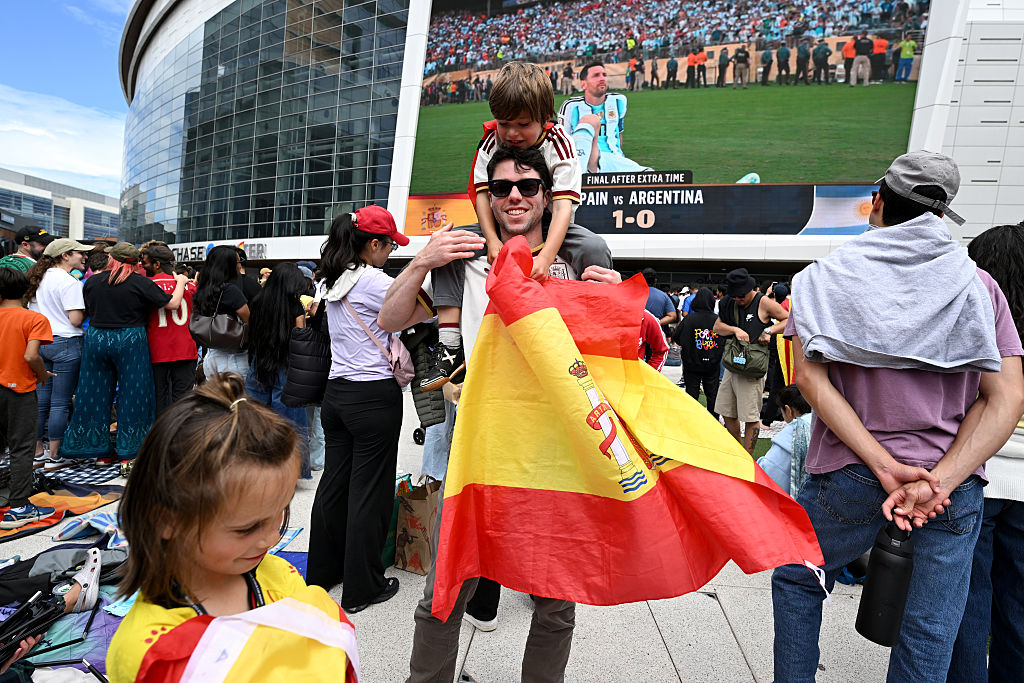 Spain fans celebrate in San Francisco after FIFA World Cup Final 2026